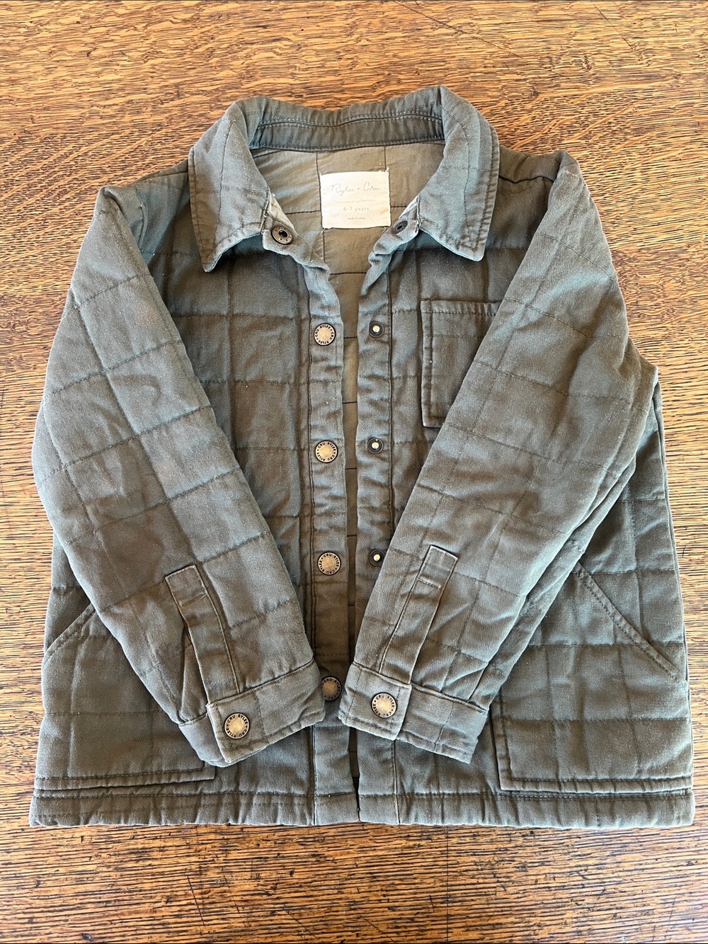 Rylee + Cru Quilted Button-Front Jacket in Olive